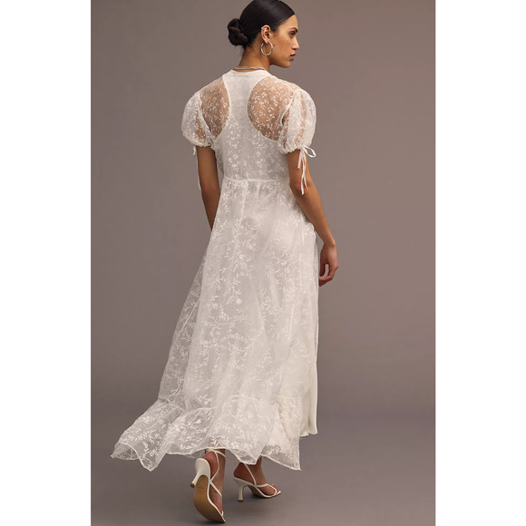 Anthropologie Sheer Short-Sleeve Organza Maxi Dress - New Medium - Picture 1 of 9